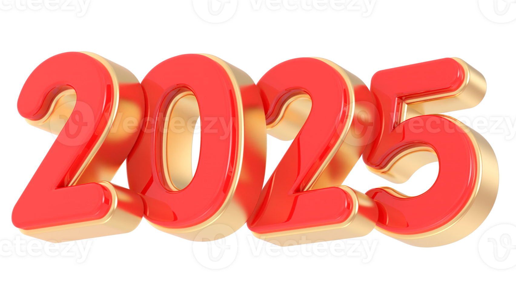 Happy New Year Number 2025 3d Render png