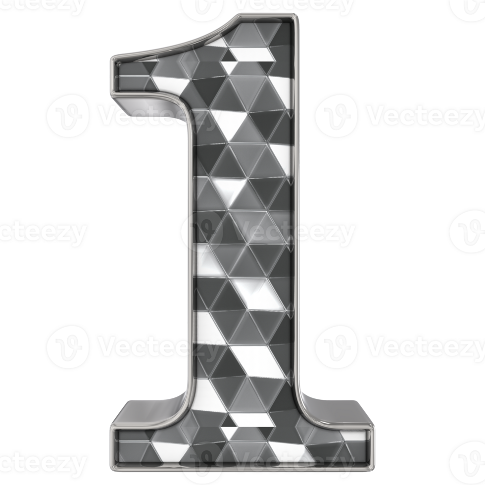 Number 1 Silver 3d Render png