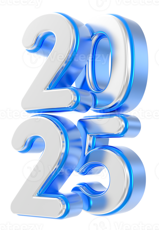 Happy New Year Number 2025 3d Render png