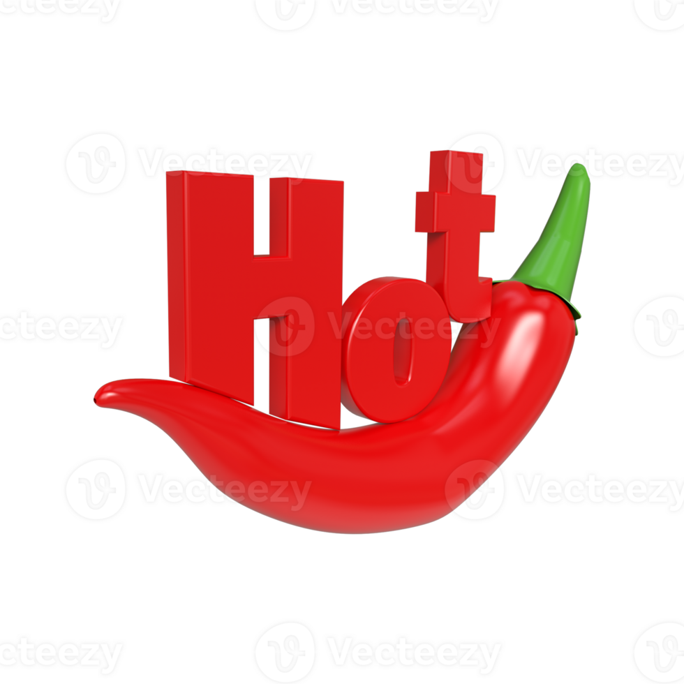 3D Hot Text on 3D Red Chili - Spicy Deals Heating Up png