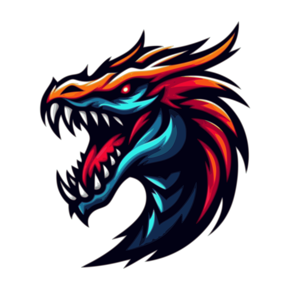 colorful head dragon menacing creature suitable for a logo esport gaming or T Shirt png