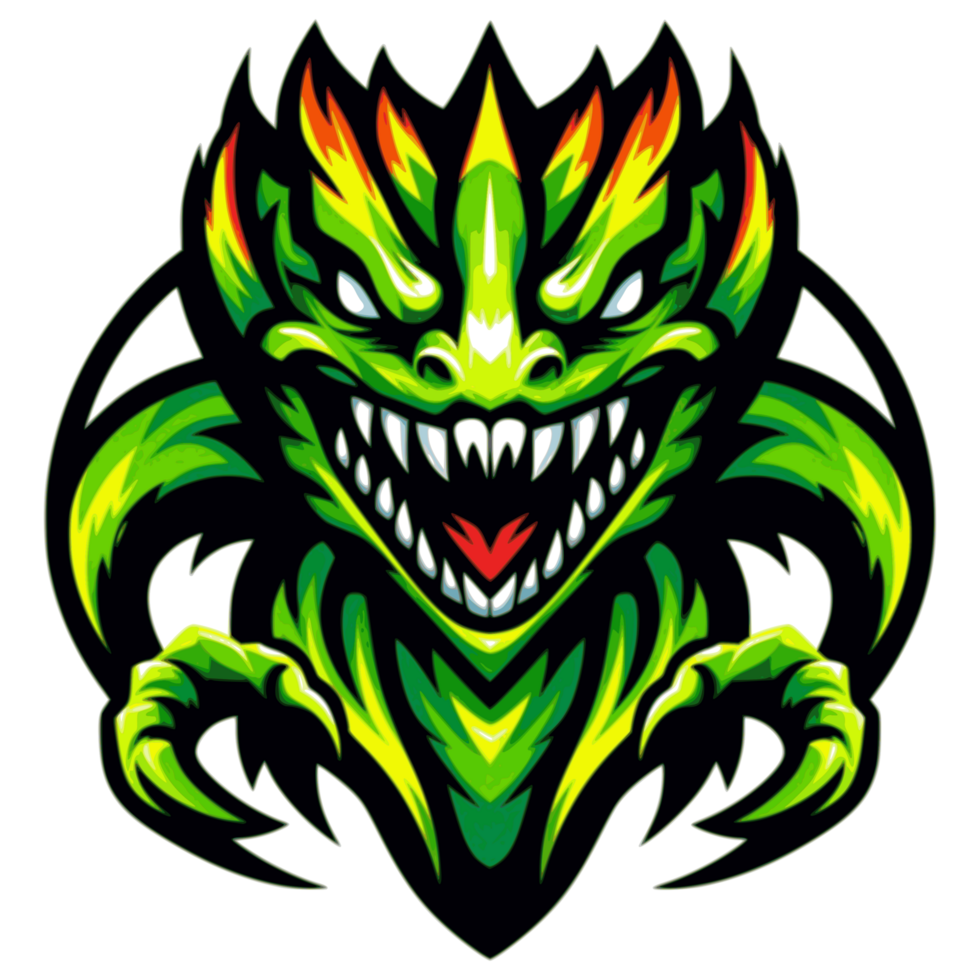 vert monstre menaçant créature adapté pour une logo esport jeu modifiable conception png