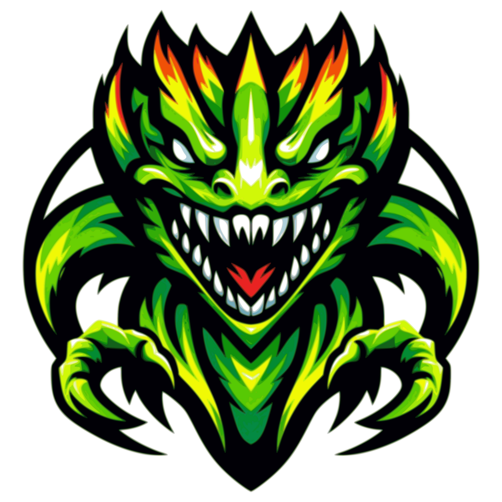 green monster menacing creature suitable for a logo esport gaming editable design png