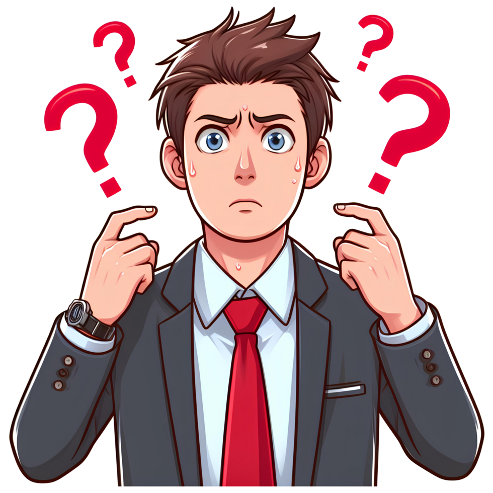 cartoon businessman with question mark png