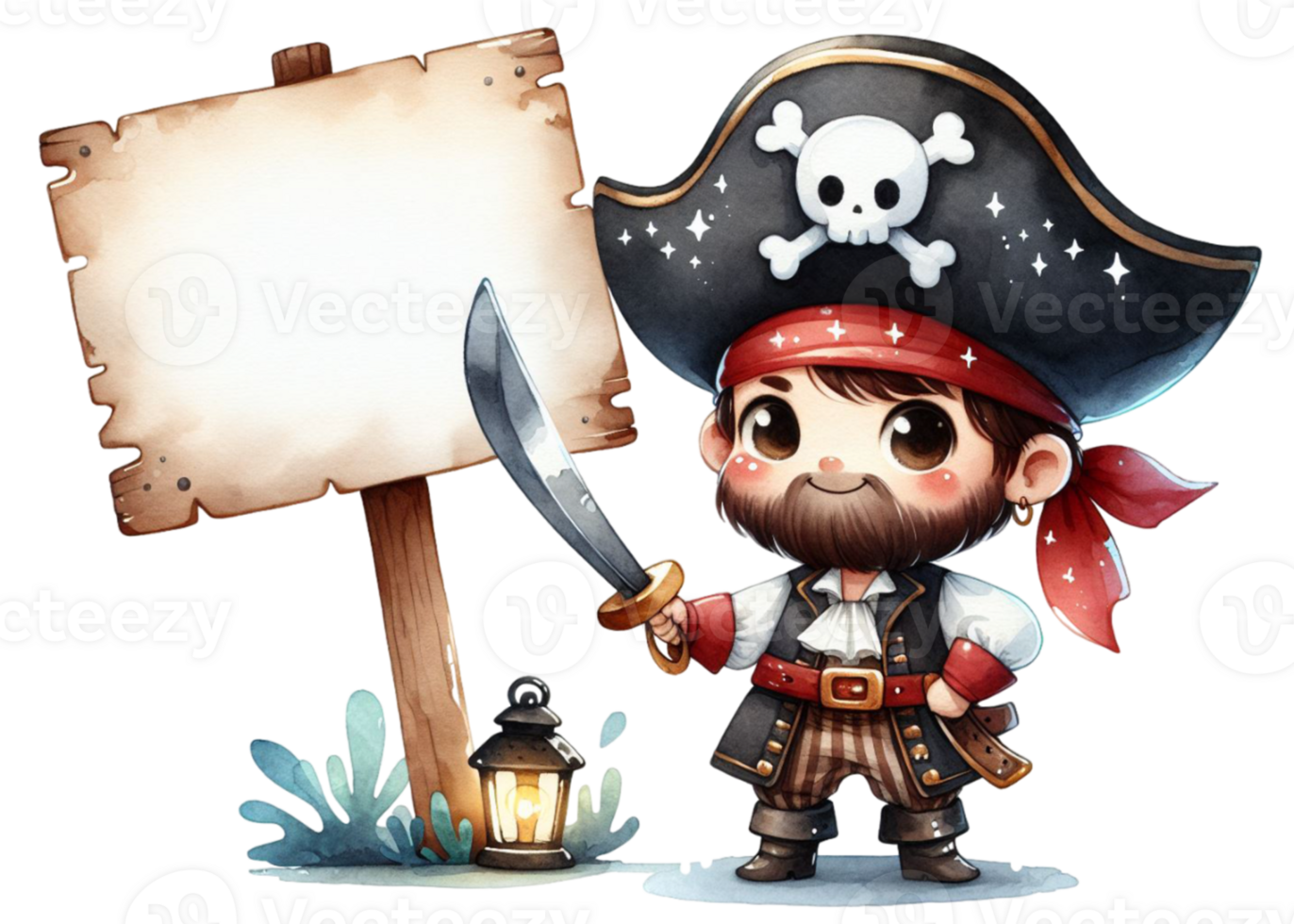 aigenerated pirate holding a sign png