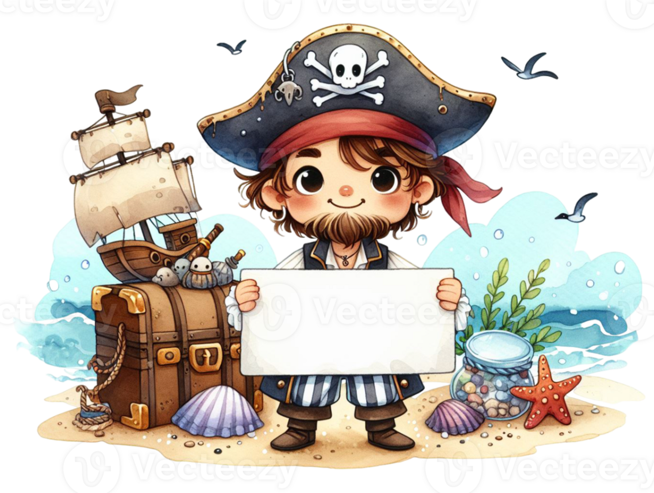 aigenerated pirate holding a sign png