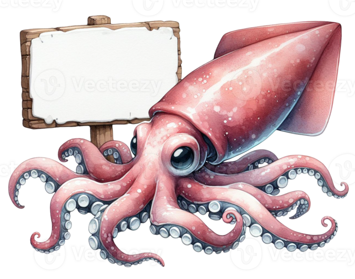 aigenerated octopus with blank sign png