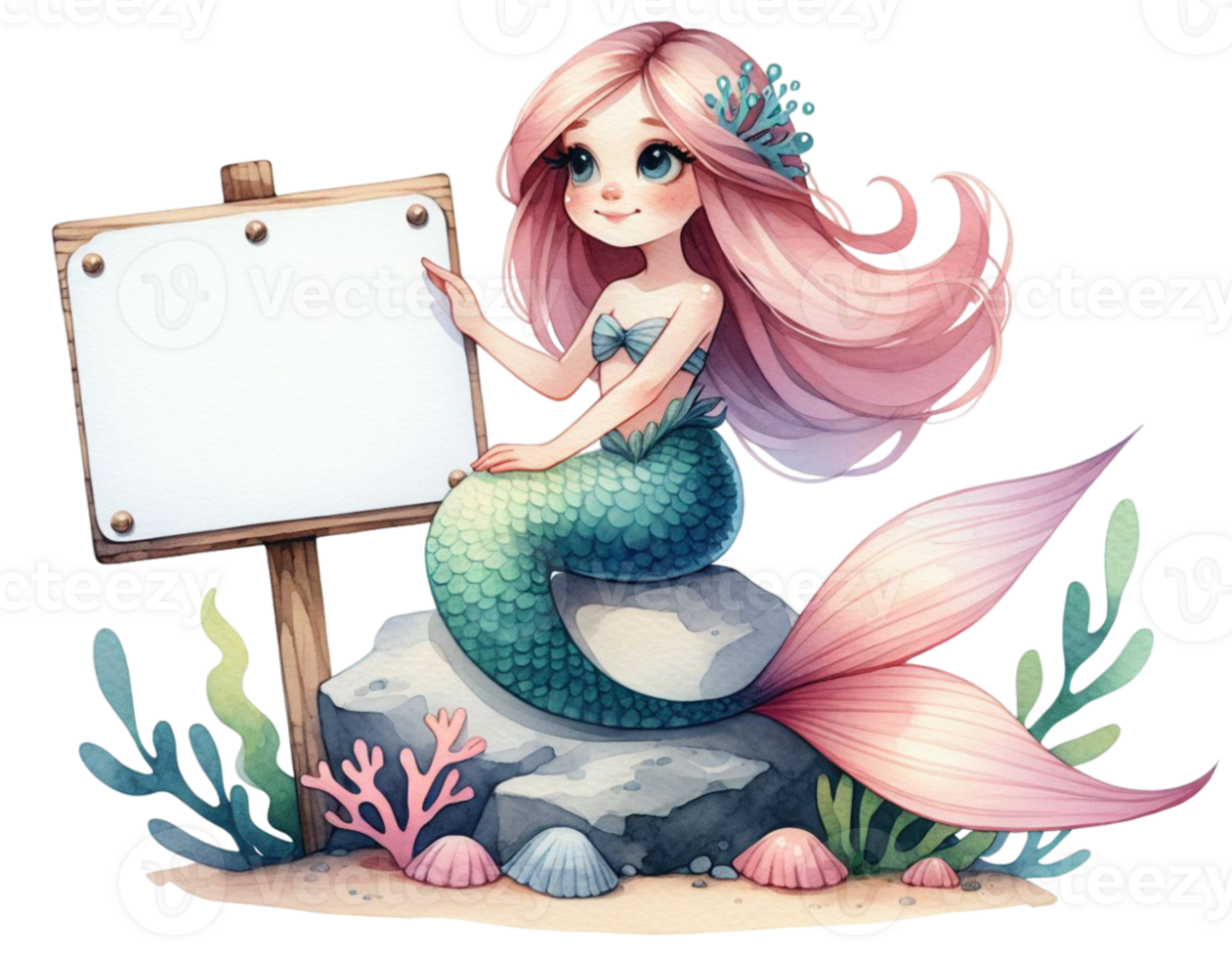 aigenerated mermaid with a sign png