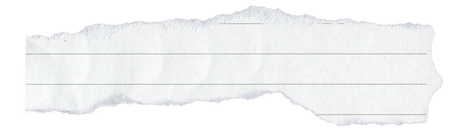 White Lined Ripped Paper Strip. Scrap Paper with Torn Edge, Scrapbook Sticky Notes, Notebook Page png