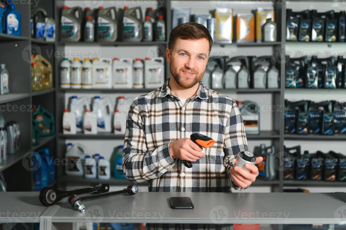 Smiling Salesman Auto Parts Store photo