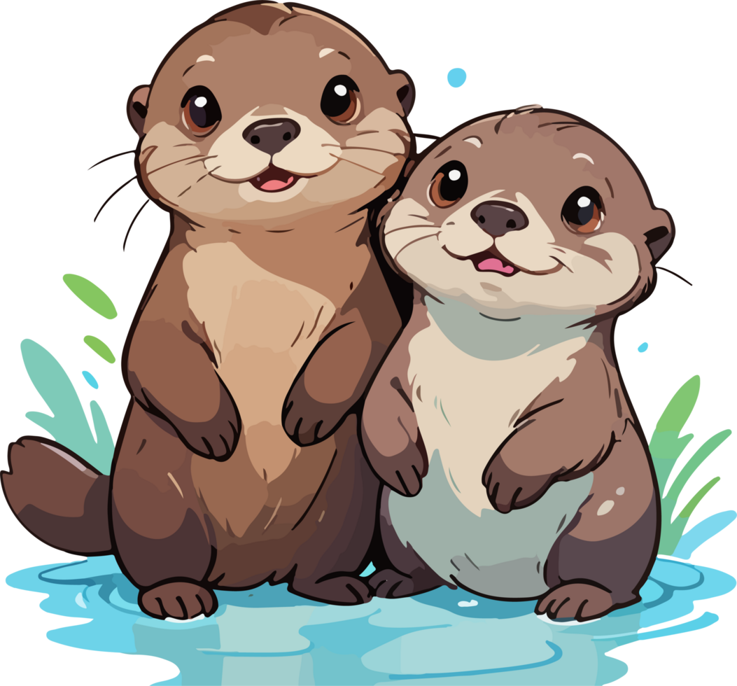 Otters Animal Cartoon Clipart png