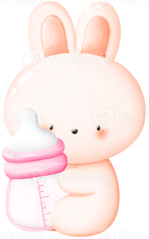 Rabbit with baby bottle png