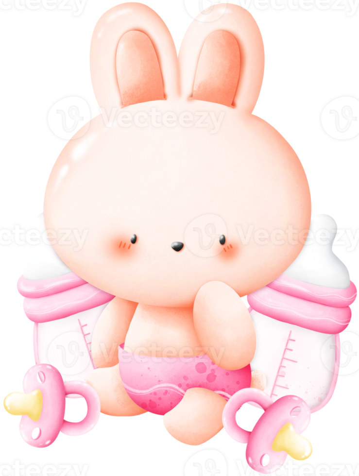Rabbit with baby bottle png