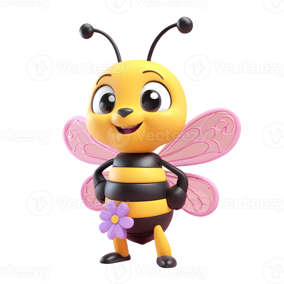 3d bee cartoon character png