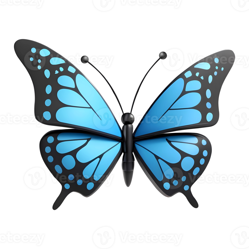 3d rendering blue butterfly png