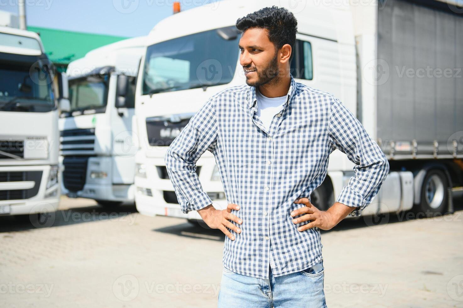 Portrait of a indian truck driver. photo