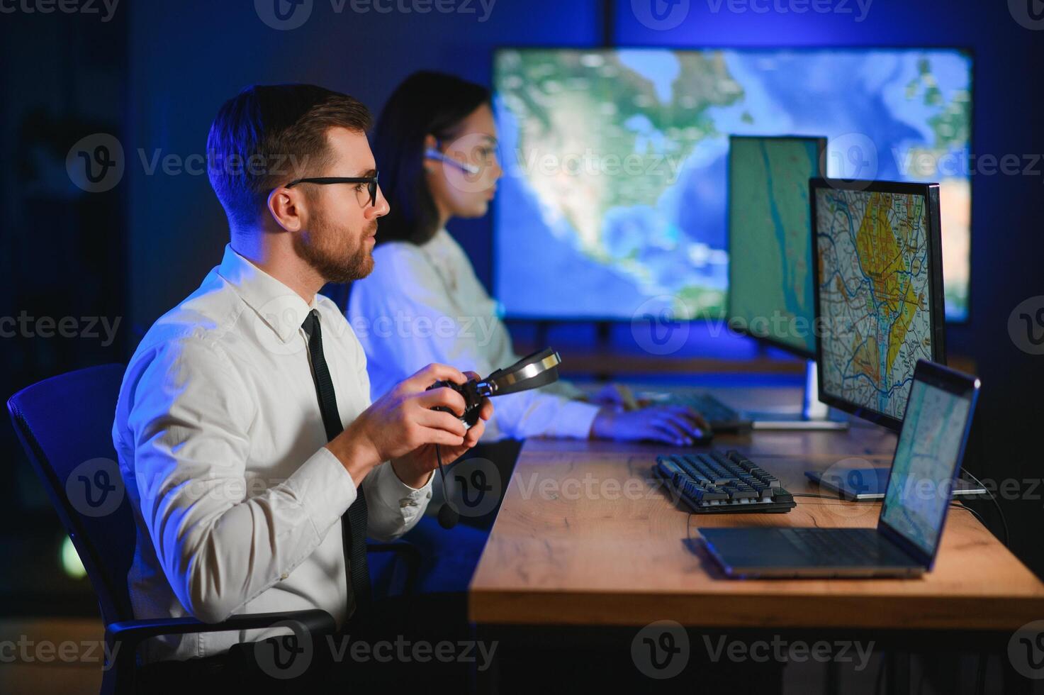 Dispatching support centers for freight transportation. Logistics and navigation of cargo delivery photo