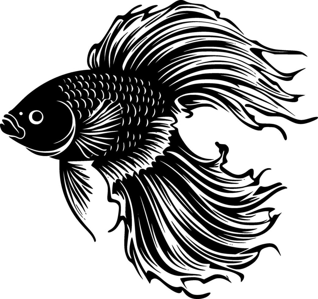 Betta Fish, Minimalist and Simple Silhouette - illustration vector