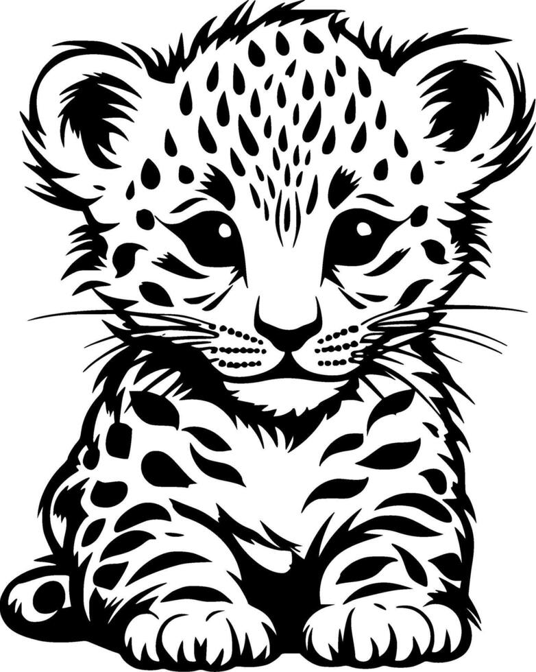 Leopard Baby, Minimalist and Simple Silhouette - illustration vector