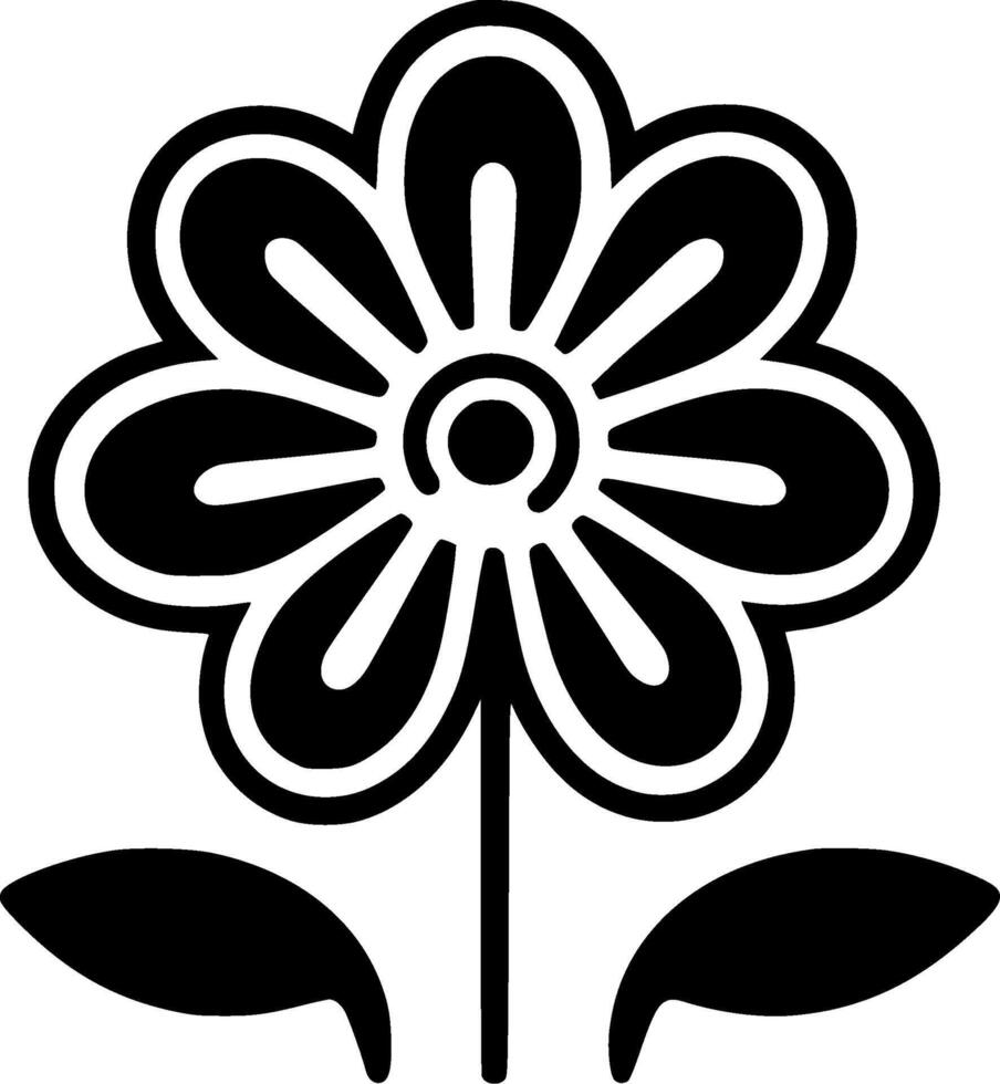 Flower - Black and White Isolated Icon - illustration vector