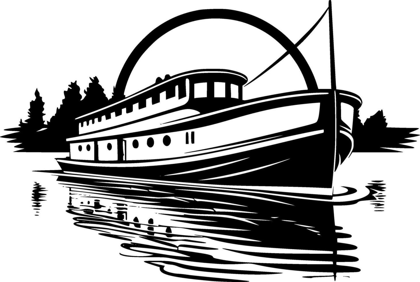 Boat, Minimalist and Simple Silhouette - illustration vector