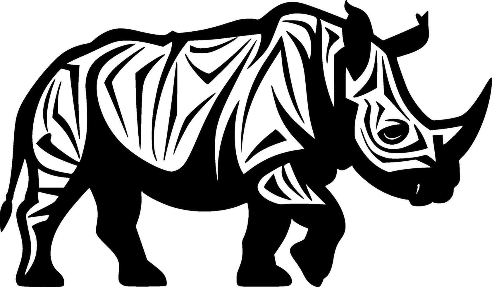 rinoceronte, negro y blanco ilustración vector
