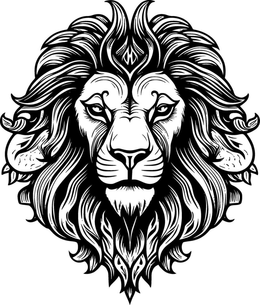 Lion - Black and White Isolated Icon - illustration vector