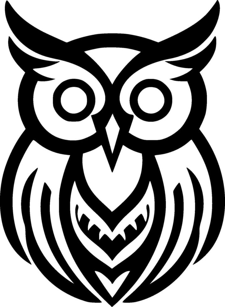 Owl - Black and White Isolated Icon - illustration vector