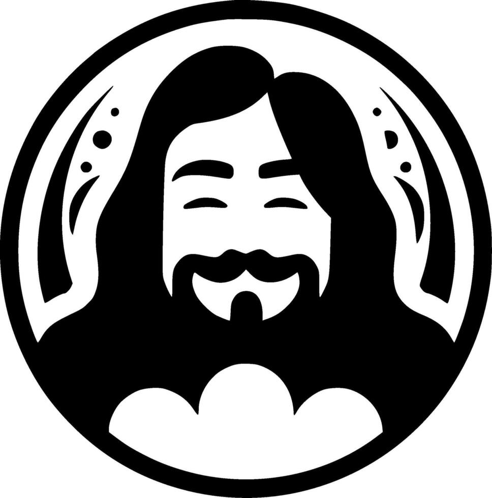 hippie - negro y blanco aislado icono - ilustración vector