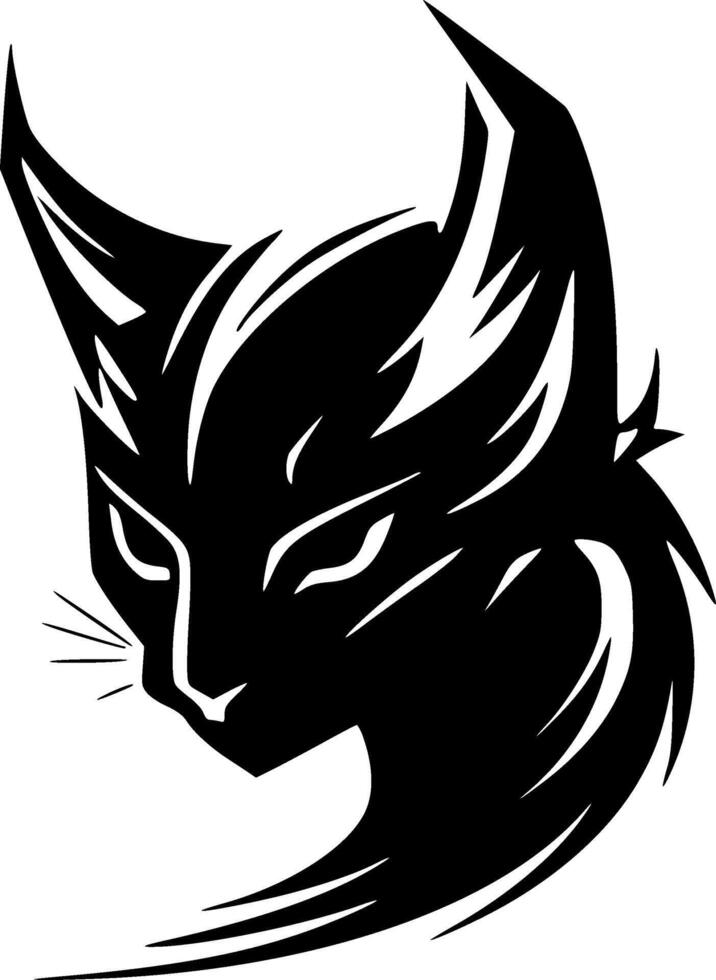 gato montés - negro y blanco aislado icono - ilustración vector