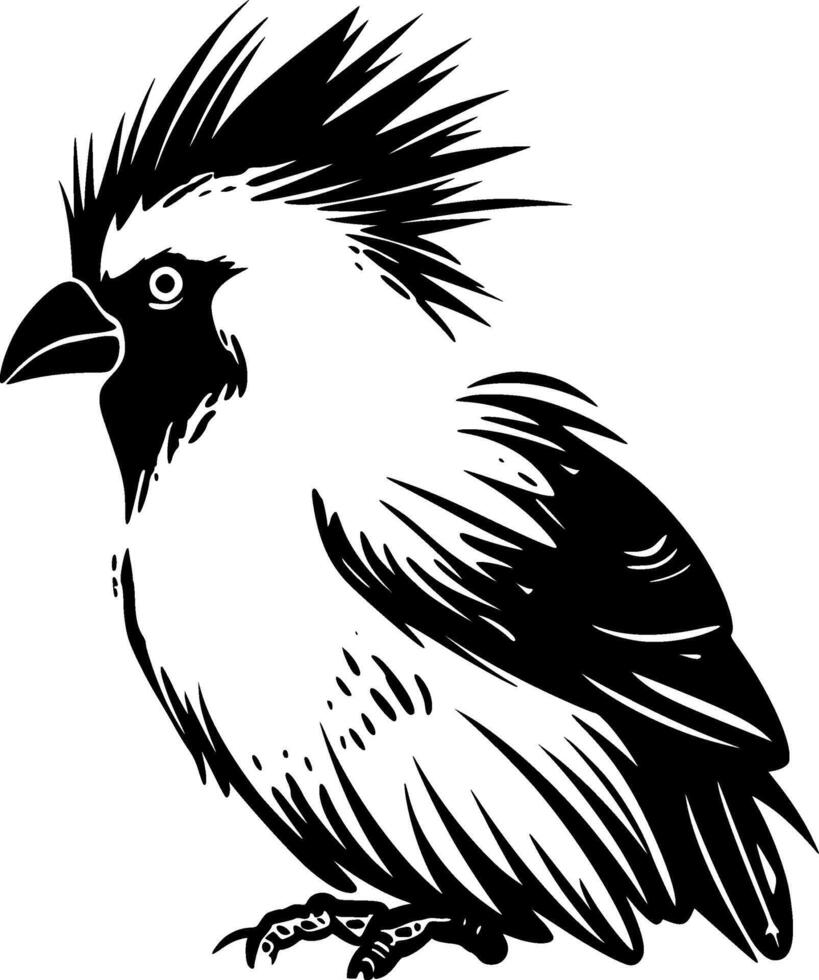 cacatúa, negro y blanco ilustración vector