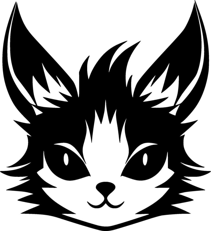 gato - negro y blanco aislado icono - ilustración vector