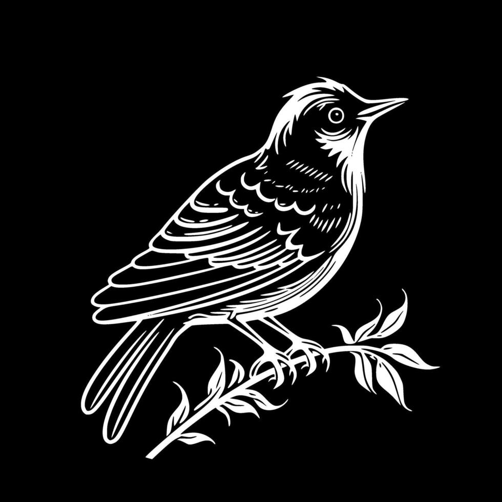 pájaro - negro y blanco aislado icono - ilustración vector