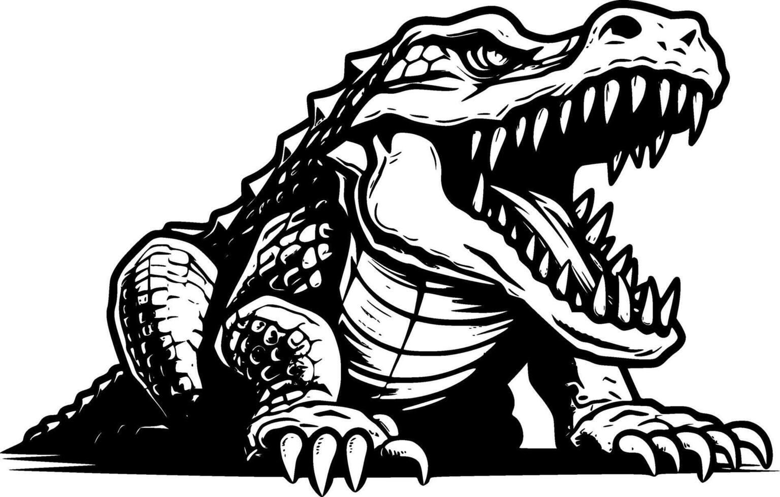 Alligator - Black and White Isolated Icon - illustration vector