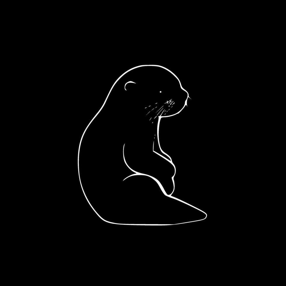 Otter, Minimalist and Simple Silhouette - illustration vector