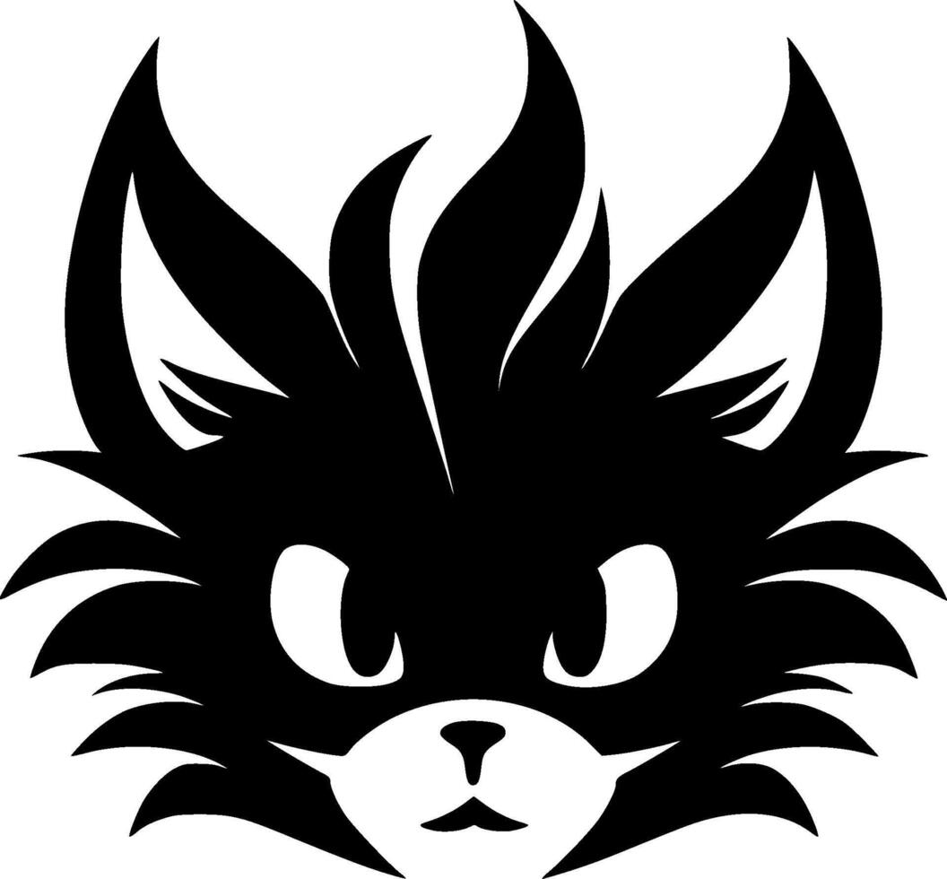 gato - negro y blanco aislado icono - ilustración vector