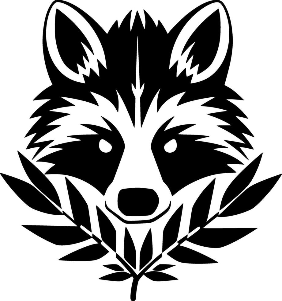 Raccoon - Black and White Isolated Icon - illustration vector