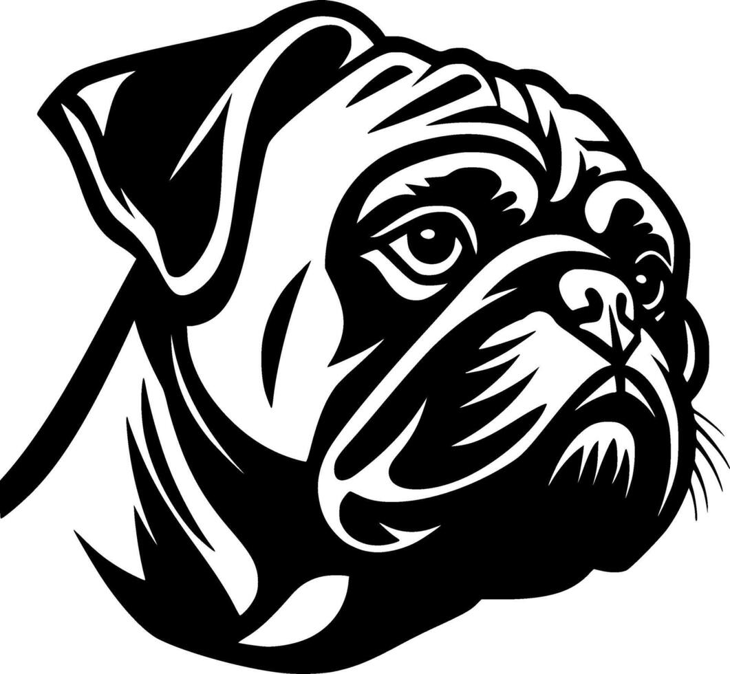 Pug, Black and White illustration vector