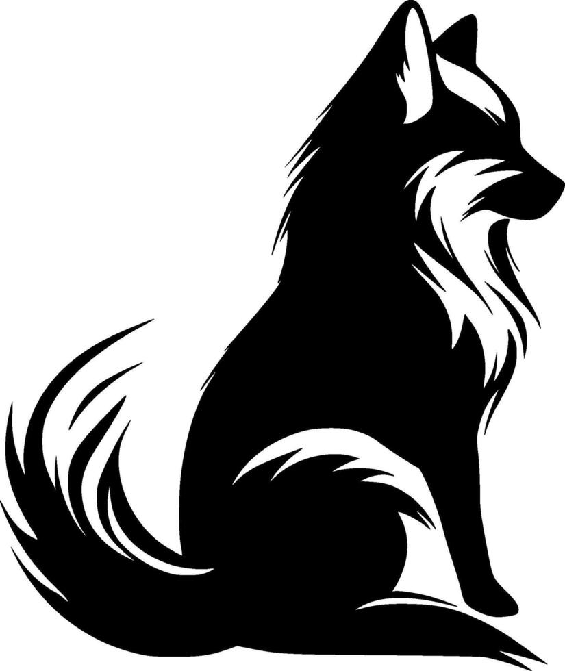 Fox - Black and White Isolated Icon - illustration vector