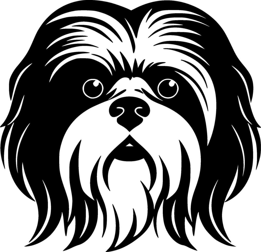 Shih Tzu - Black and White Isolated Icon - illustration vector