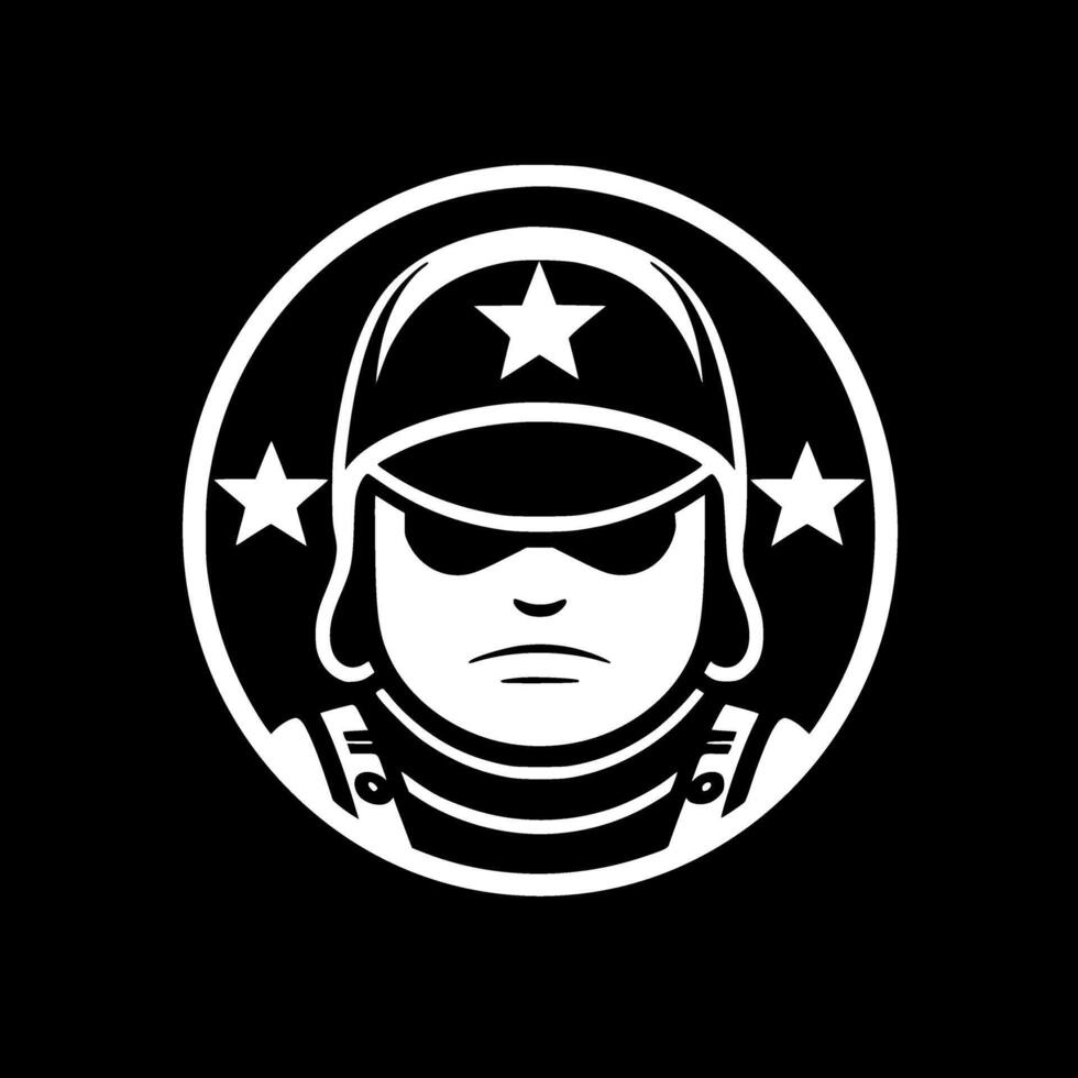 militar - negro y blanco aislado icono - ilustración vector