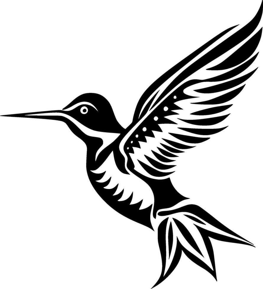 Hummingbird, Black and White illustration vector