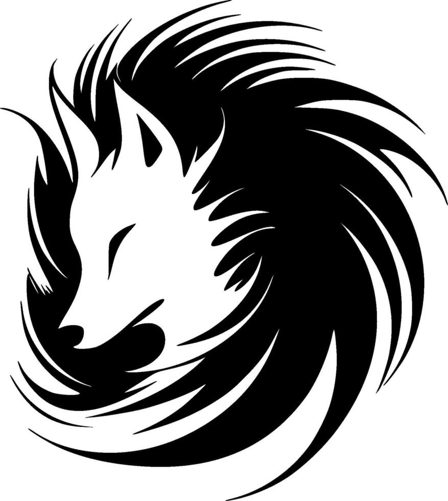 Fox, Black and White illustration vector