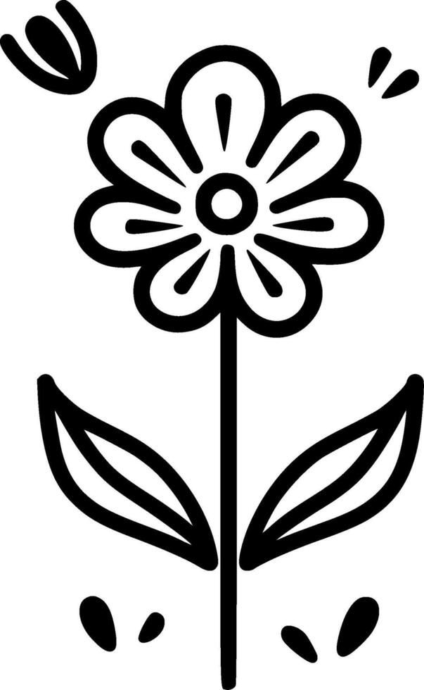 Flower - Black and White Isolated Icon - illustration vector