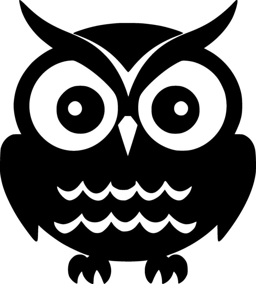búho bebé - negro y blanco aislado icono - ilustración vector