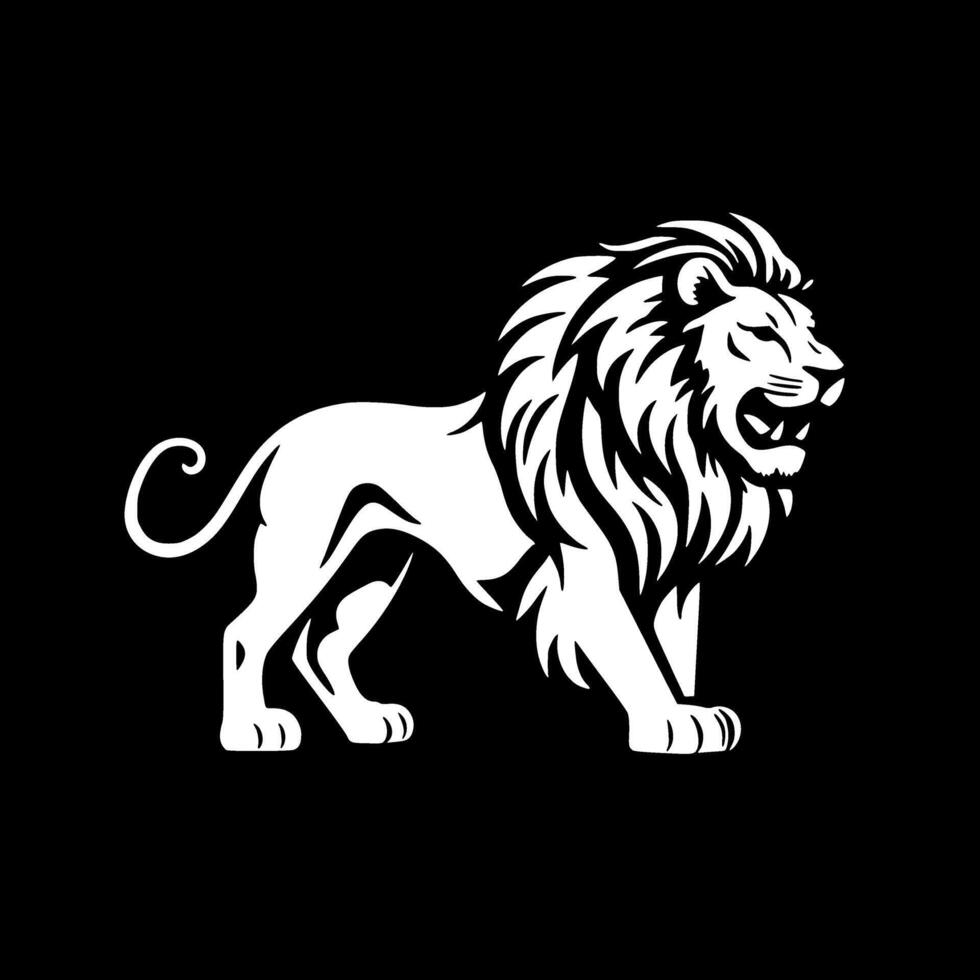 Lion, Black and White illustration vector