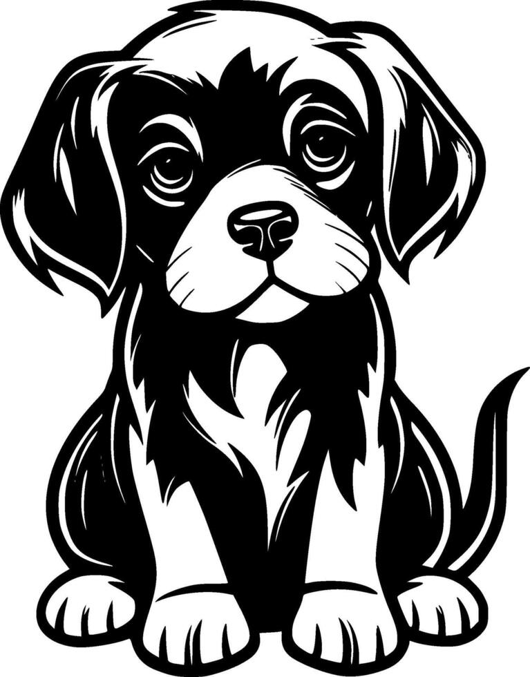 perrito - negro y blanco aislado icono - ilustración vector