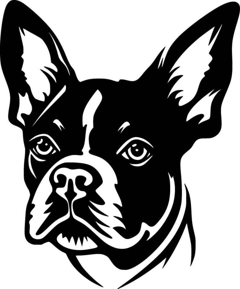 Boston Terrier - Black and White Isolated Icon - illustration vector