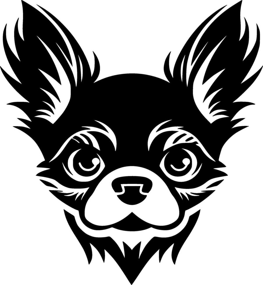 chihuahua - negro y blanco aislado icono - ilustración vector