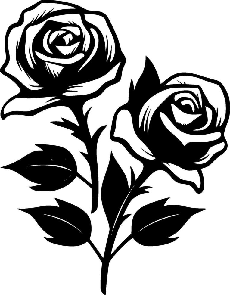 rosas - negro y blanco aislado icono - ilustración vector